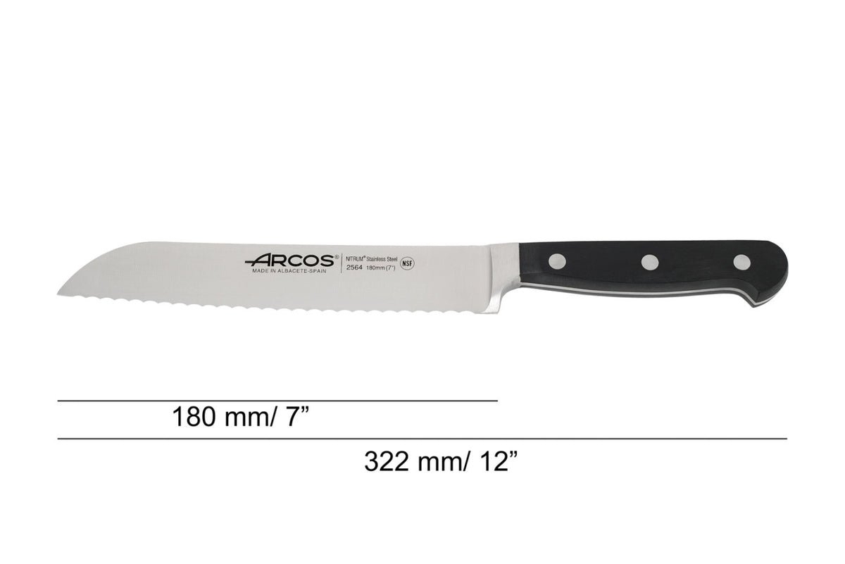 Clasica Brotmesser geschmiedet Klinge 18cm in Schwarz präsentiert im Onlineshop von KAQTU Design AG. Küchenmesser ist von Arcos