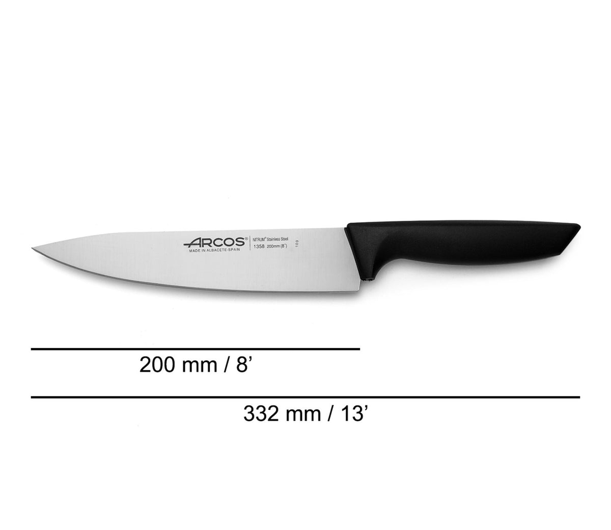 Niza Kochmesser mit Kunststoffgriff Klinge 20cm in Schwarz präsentiert im Onlineshop von KAQTU Design AG. Küchenmesser ist von Arcos