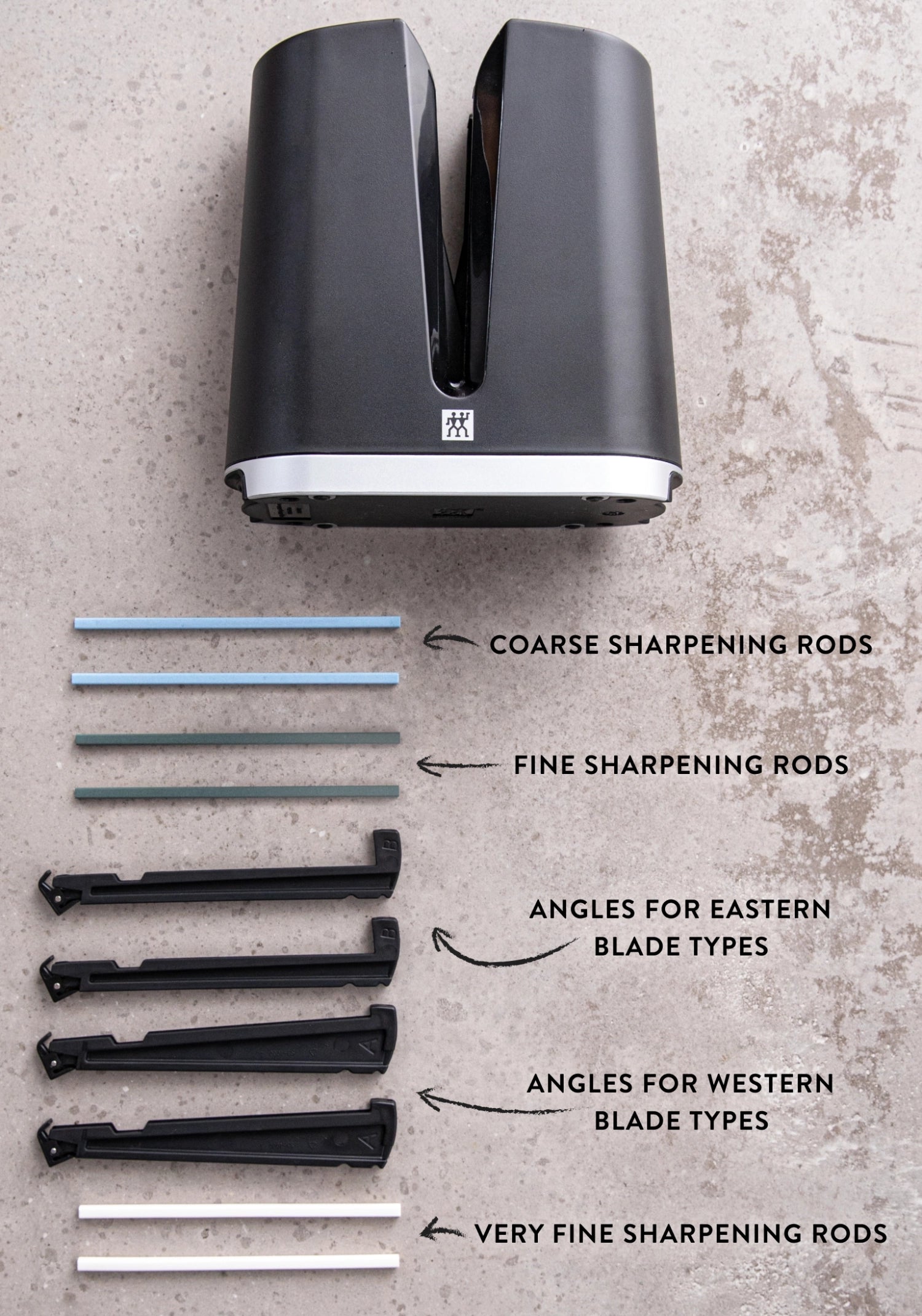 Der Zwilling V-Edge Messerschärfer in elegantem Schwarz bietet müheloses Schärfen für Ihre Messer. Robust, benutzerfreundlich und stilvoll.