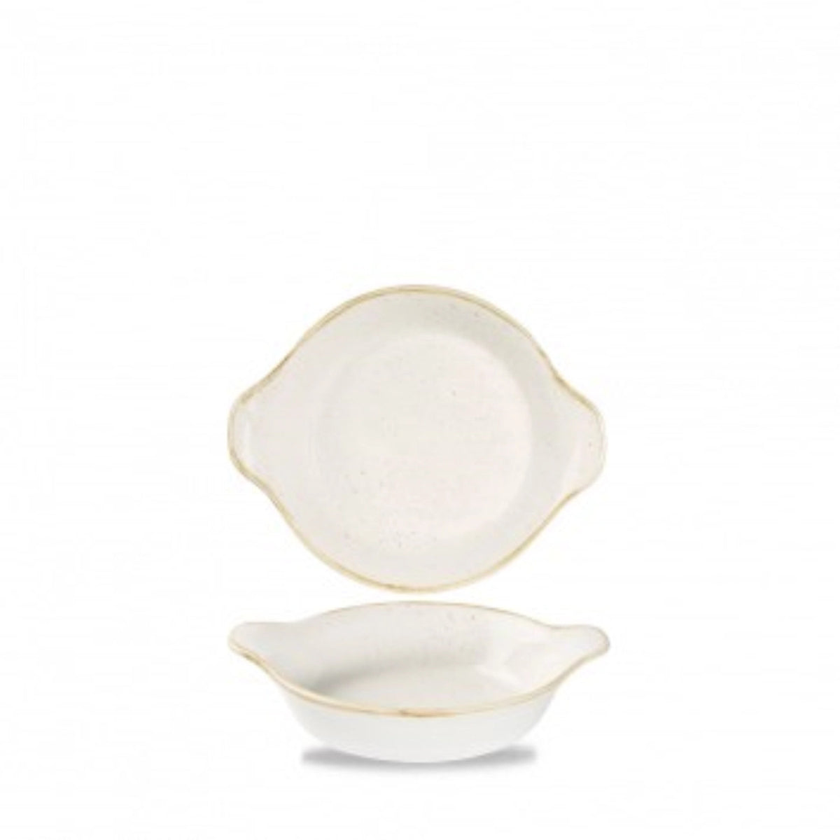 Stonecast Barley White Schale rund mit Griffen 15x18cm in Weiss präsentiert im Onlineshop von KAQTU Design AG. Schale ist von Churchill