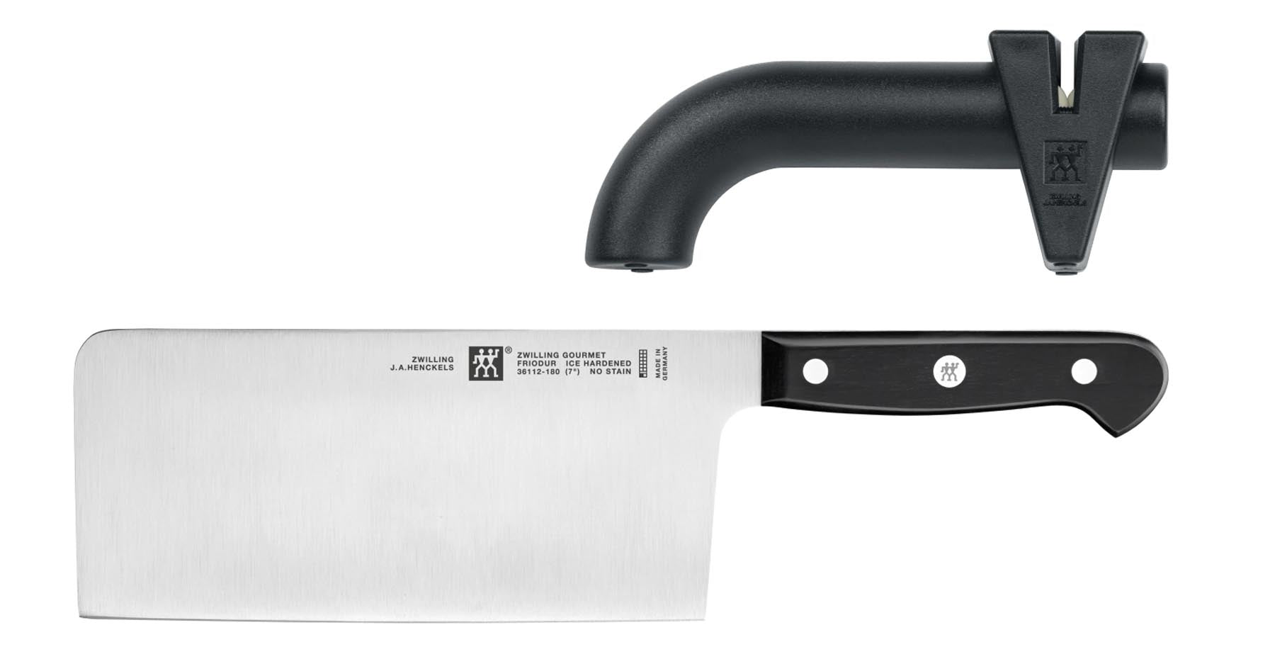 2tlg. Gourmet Messerset (Hackm.+Schärfer) in Schwarz präsentiert im Onlineshop von KAQTU Design AG. Küchenmesser ist von Zwilling