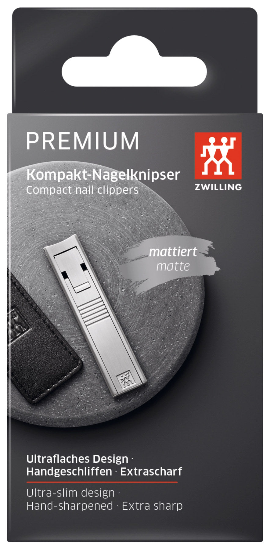 TWIN S Nagelknipser, mattiert im Lederetui, 60 mm in Silber präsentiert im Onlineshop von KAQTU Design AG. Pflege ist von Zwilling Beauty