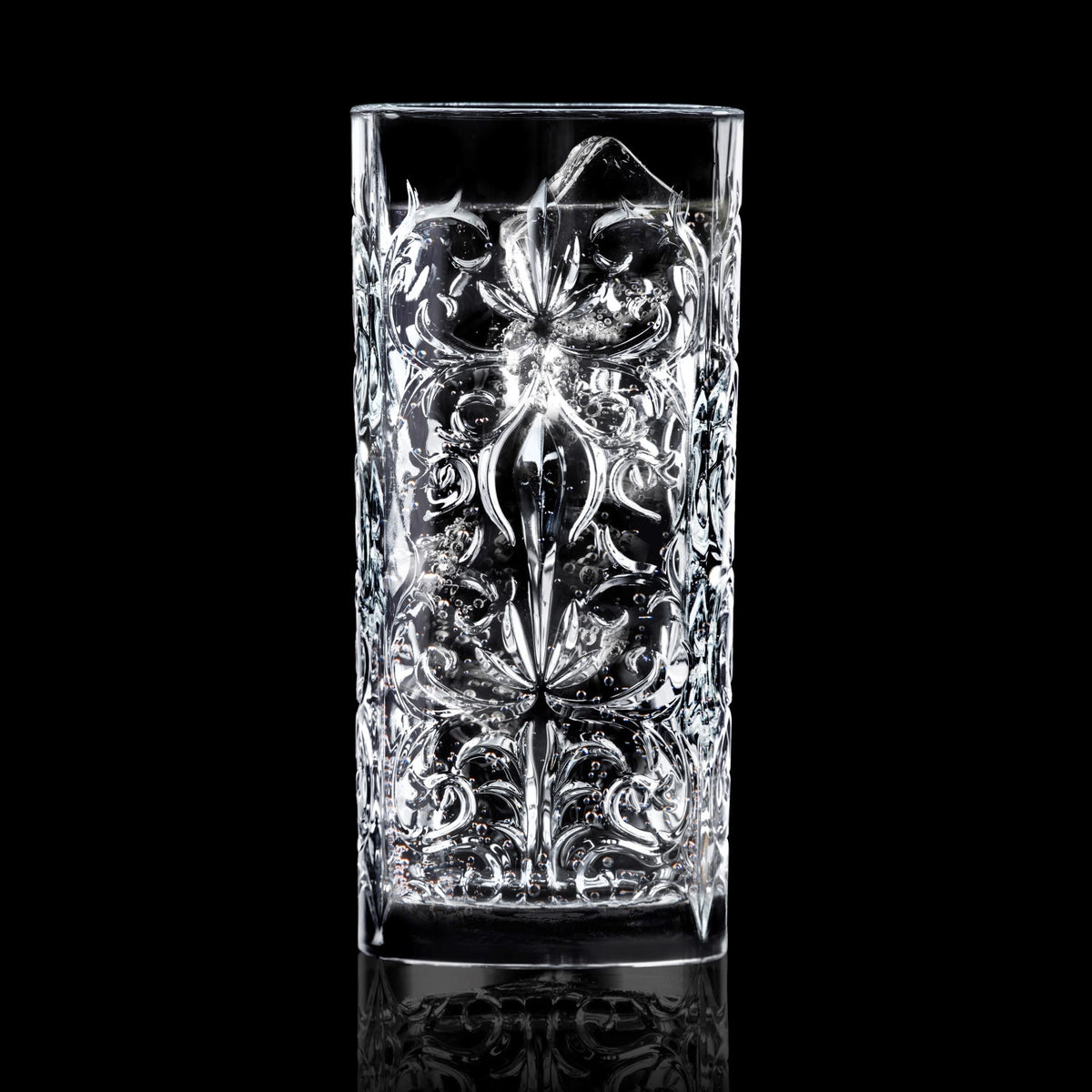 6er Set Tattoo Hb Becher von RCR aus transparentem Glas, zylindrische Form, Ø7 cm, Höhe 15 cm, Fassungsvermögen 37 cl, sechs identische Gläser