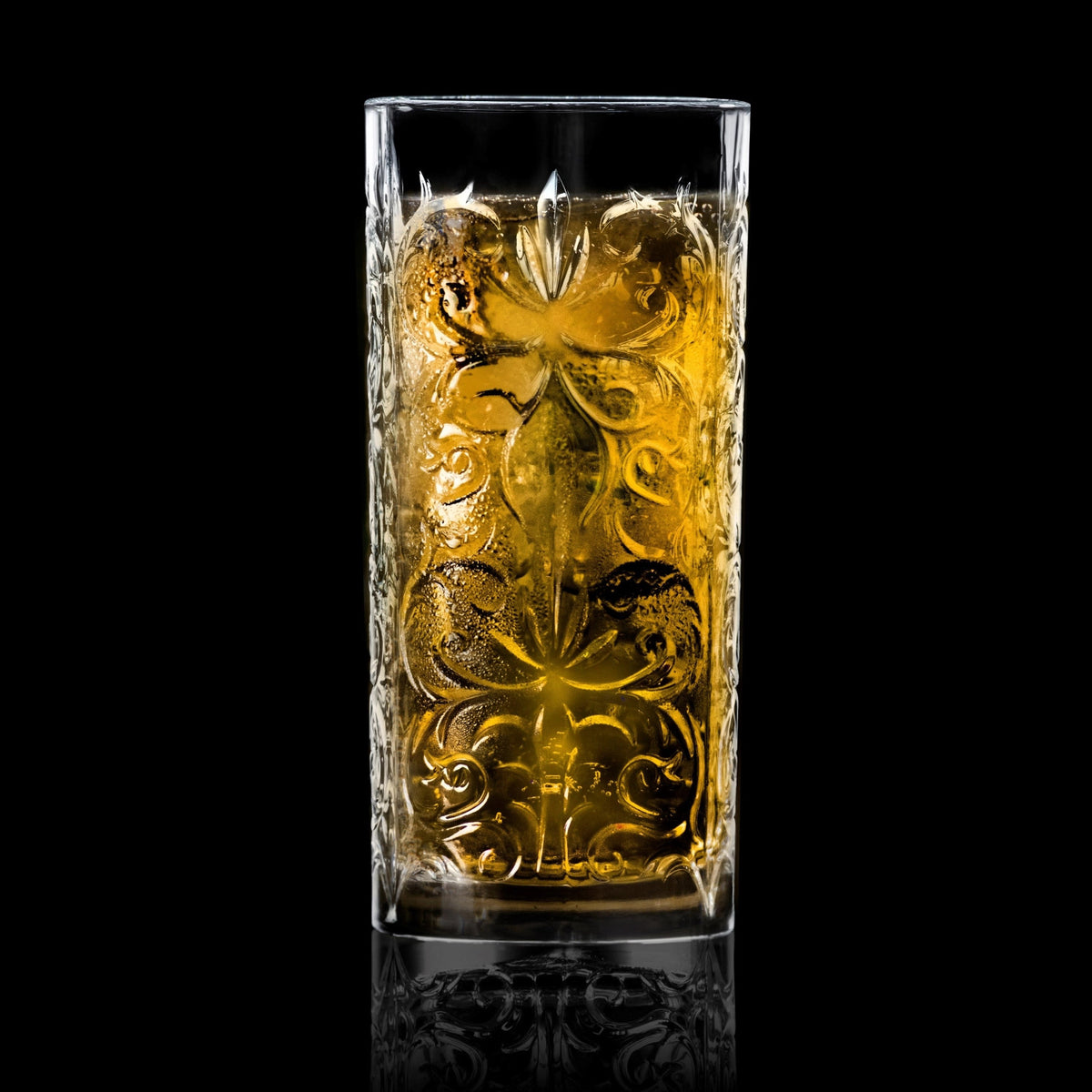 6er Set Tattoo Hb Becher von RCR aus transparentem Glas, zylindrische Form, Ø7 cm, Höhe 15 cm, Fassungsvermögen 37 cl, sechs identische Gläser
