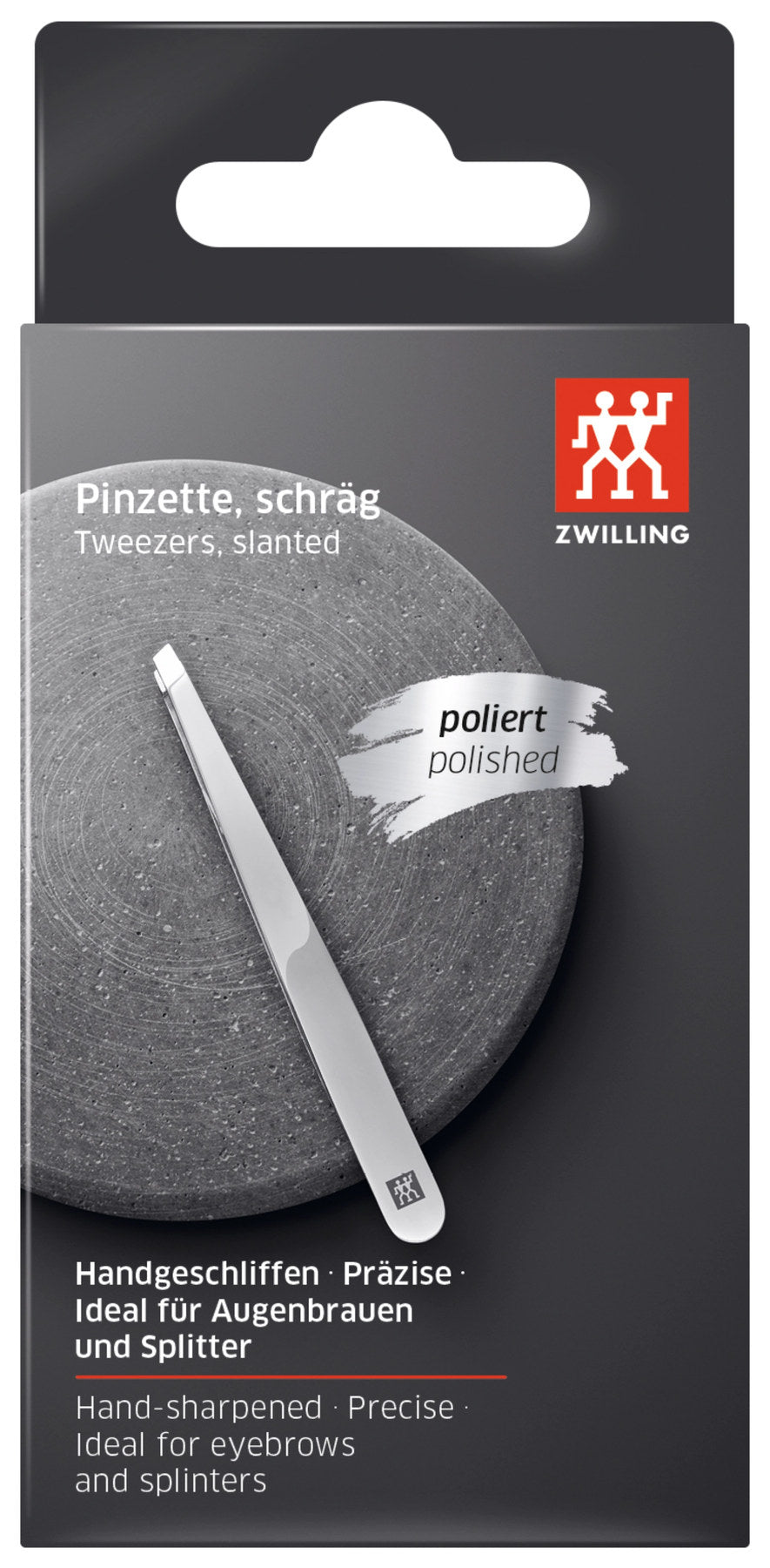 Pinzette, schräg, poliert 90mm in Silber präsentiert im Onlineshop von KAQTU Design AG. Pflege ist von Zwilling Beauty