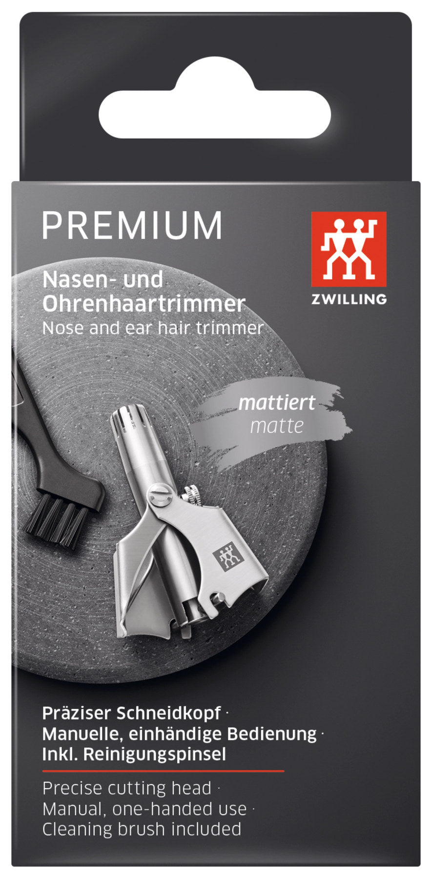 Nasen- und Ohrhaartrimmer, matt in Silber präsentiert im Onlineshop von KAQTU Design AG. Pflege ist von Zwilling Beauty