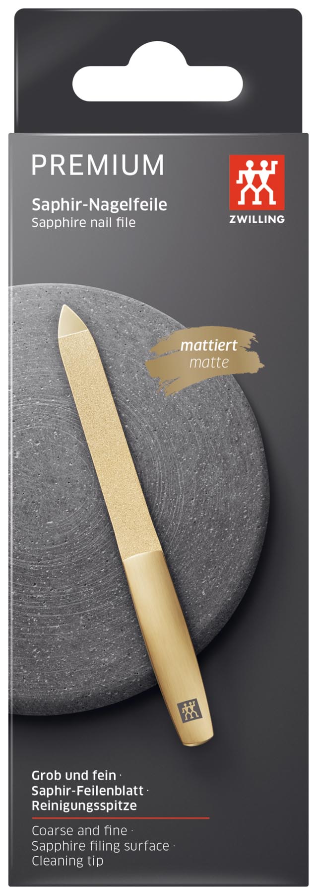 Hochwertige Saphir-Nagelfeile der TWINOX Gold Edition, 130mm, für präzise Nagelpflege und ein luxuriöses Pflegeerlebnis von Zwilling Beauty.