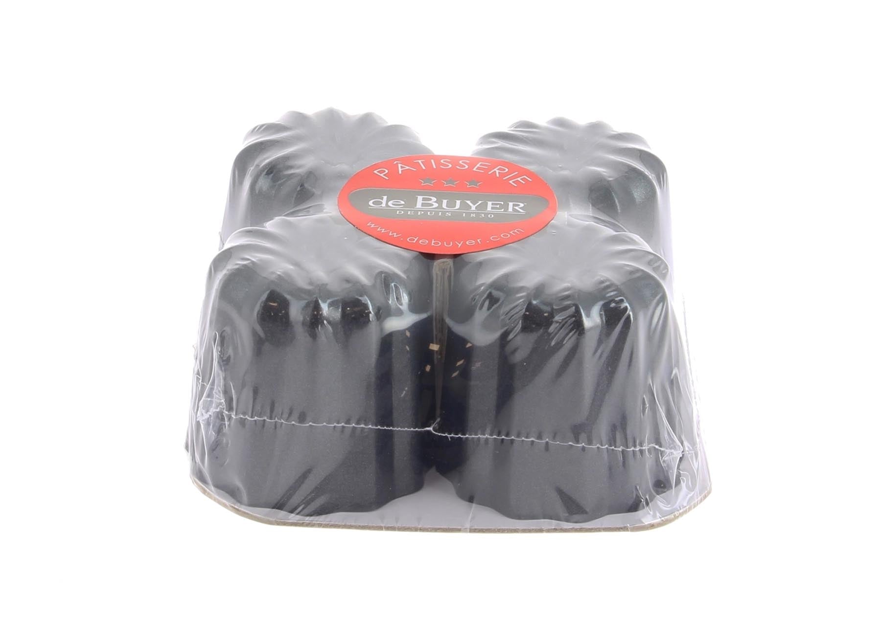 Hochwertiges 4er Set Cannelés Formen von de Buyer, perfekt für die Zubereitung von köstlichen Gugelhopfs und anderen Backkreationen.