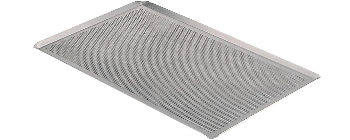 Backblech Alu perforiert 40x30cm H: 1cm mit schräger Kante in Silber präsentiert im Onlineshop von KAQTU Design AG. Backform / Backblech ist von de Buyer