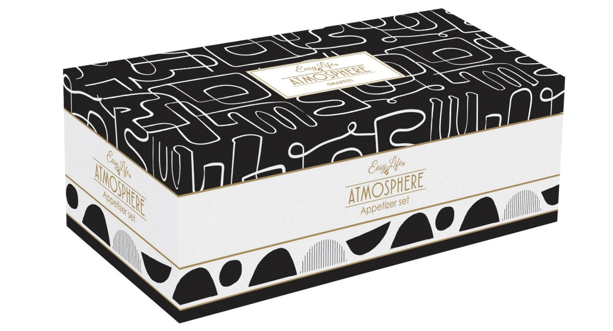 Graffiti Appetizer Set mit 4 Schälchen, 29x13cm in Schwarz präsentiert im Onlineshop von KAQTU Design AG. Schale ist von Easy Life