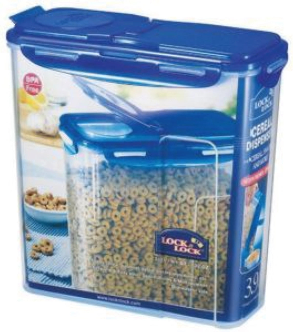 Cerealien Dose 3.9lt 24.5x11.1x24.7cm in Blau präsentiert im Onlineshop von KAQTU Design AG. Aufbewahrungsdose ist von Lock&Lock