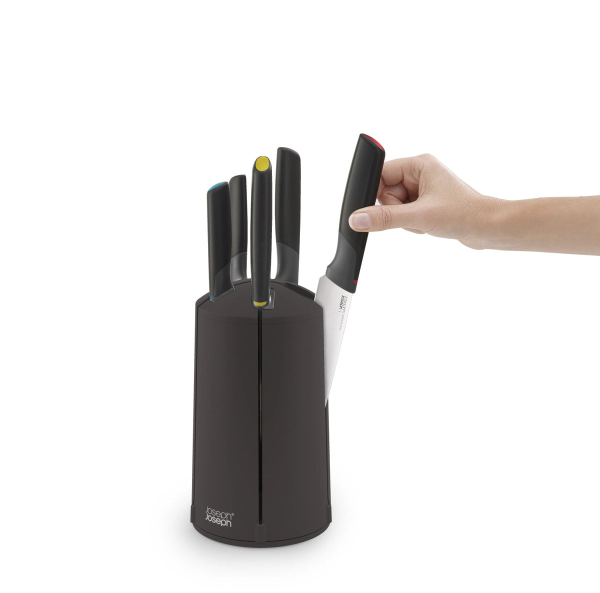 5-tlg. Elevate Messer Karussell in Schwarz präsentiert im Onlineshop von KAQTU Design AG. Küchenmesser ist von Joseph Joseph