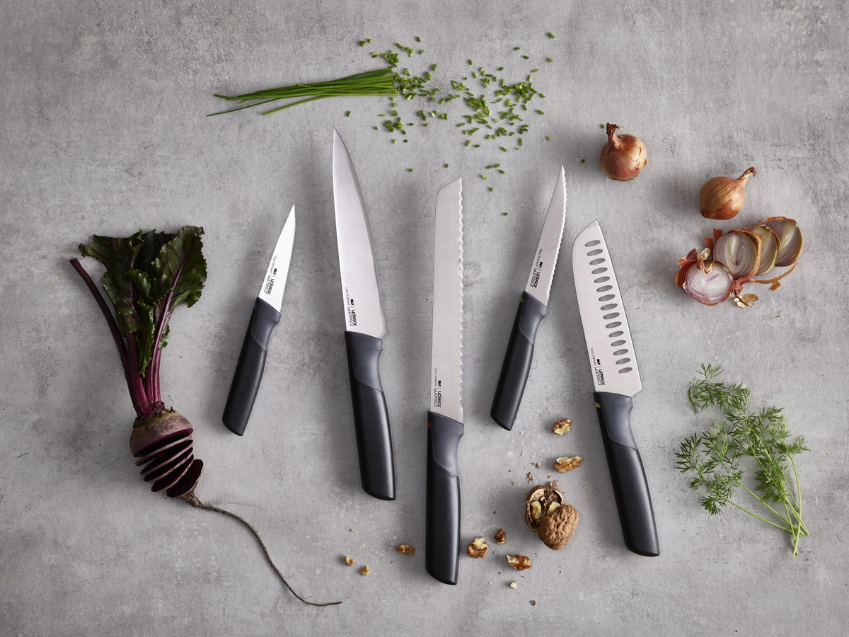 5-tlg. Elevate Messer Karussell in Schwarz präsentiert im Onlineshop von KAQTU Design AG. Küchenmesser ist von Joseph Joseph