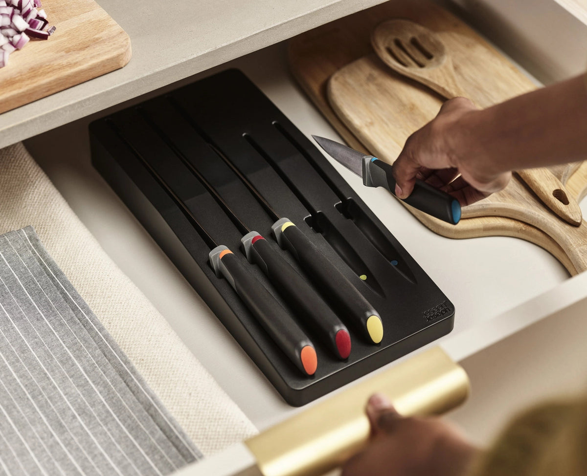 Elevate Knives Store 5tlg. MesserSet Schub.Aufbewahrungsein. in Mehrfarbig präsentiert im Onlineshop von KAQTU Design AG. Küchenhelfer ist von Joseph Joseph