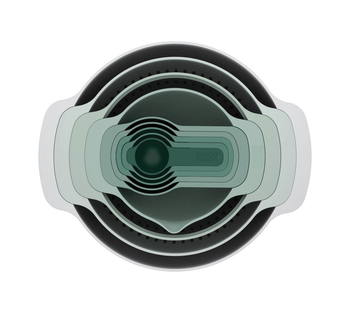 Nest Plus 9 Sage Schüssel- Messlöffelset 9-tlg., assort. in Grün präsentiert im Onlineshop von KAQTU Design AG. Küchenhelfer ist von Joseph Joseph