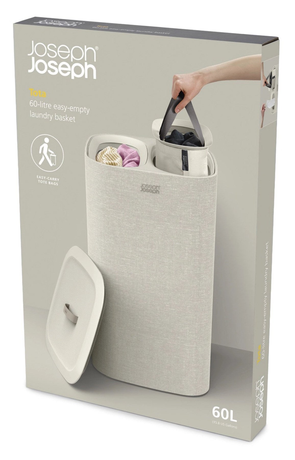 Tota 60L Wäschekorb ecru in Beige präsentiert im Onlineshop von KAQTU Design AG. Wäschekorb ist von Joseph Joseph