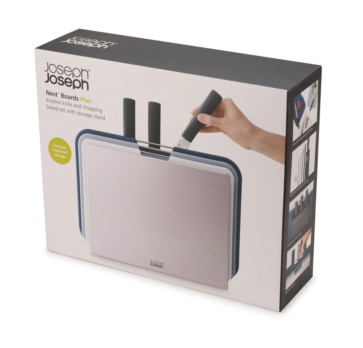 Nest Boards Plus 6-teiliges Messer- und Schneidbrett-Set in Silber präsentiert im Onlineshop von KAQTU Design AG. Schneidbrett ist von Joseph Joseph