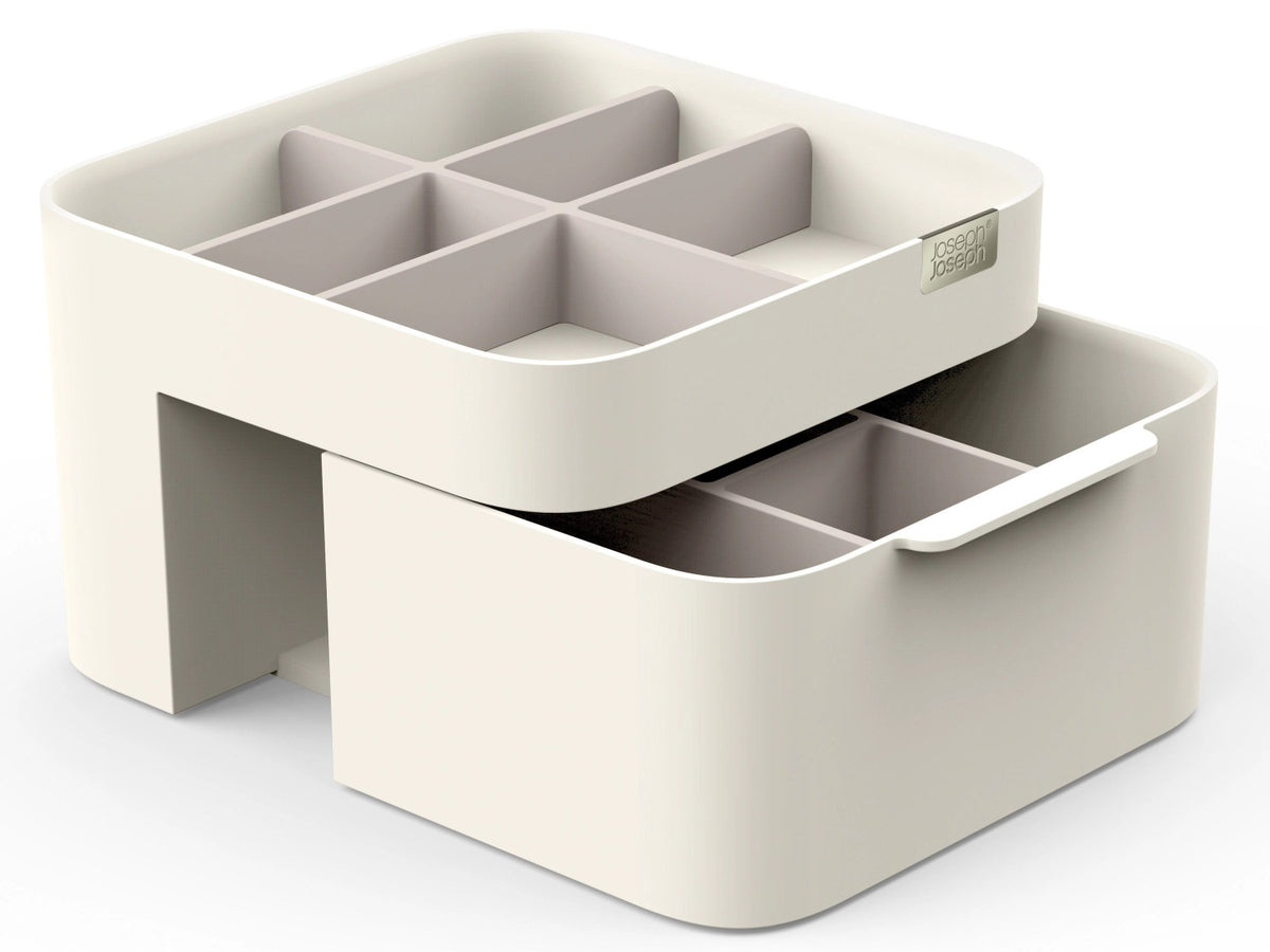 Viva Kosmetischer Organizer mit Schublade, 18.5x19.5x12cm in Beige präsentiert im Onlineshop von KAQTU Design AG. Pflege ist von Joseph Joseph