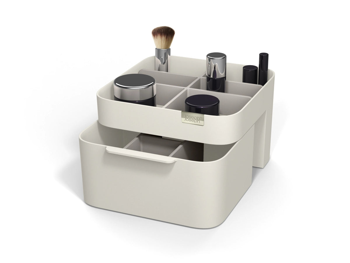 Viva Kosmetischer Organizer mit Schublade, 18.5x19.5x12cm in Beige präsentiert im Onlineshop von KAQTU Design AG. Pflege ist von Joseph Joseph