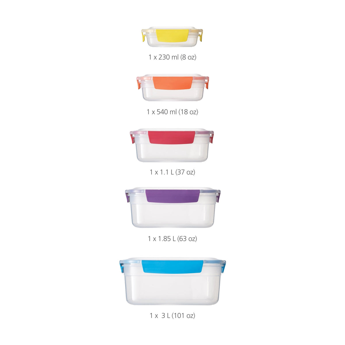 Nest Lock multicolor Vorratsdosenset 5-tlg. in Mehrfarbig präsentiert im Onlineshop von KAQTU Design AG. Aufbewahrungsdose ist von Joseph Joseph