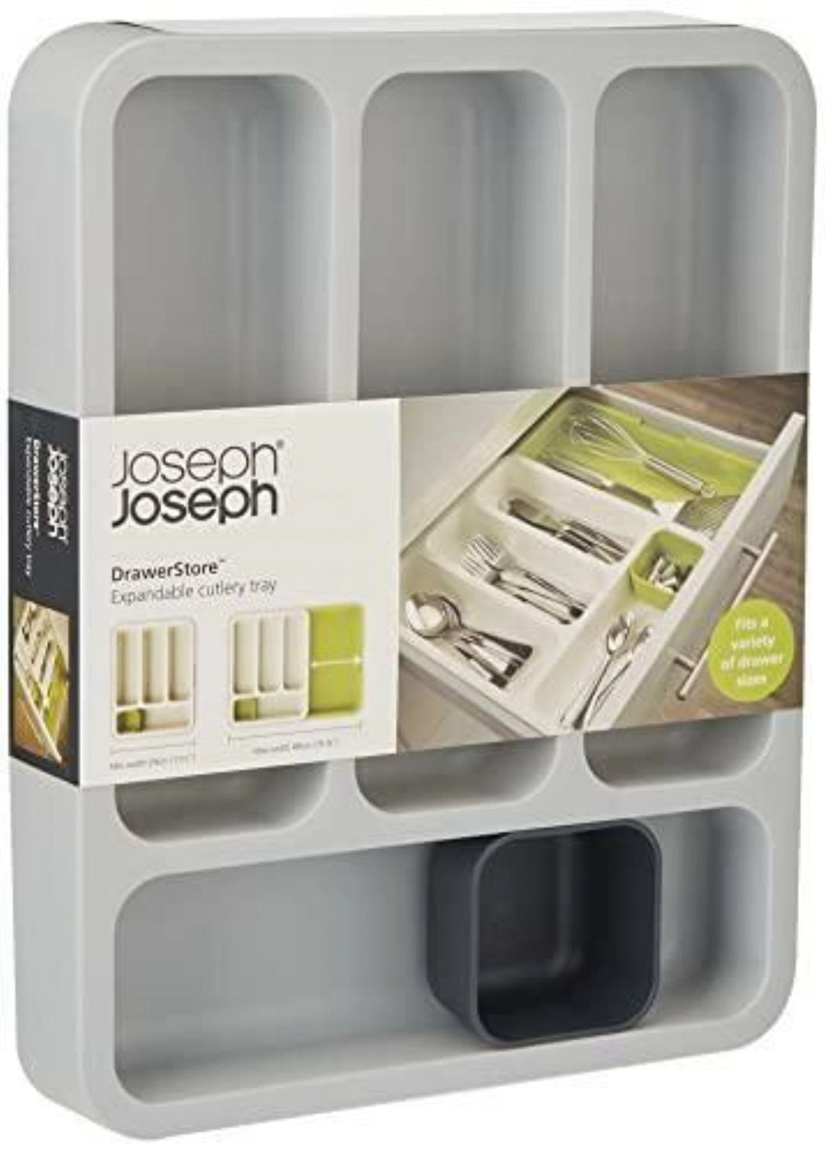 Besteckbehälter DrawerStore grau in Silber präsentiert im Onlineshop von KAQTU Design AG. Küchengerät ist von Joseph Joseph