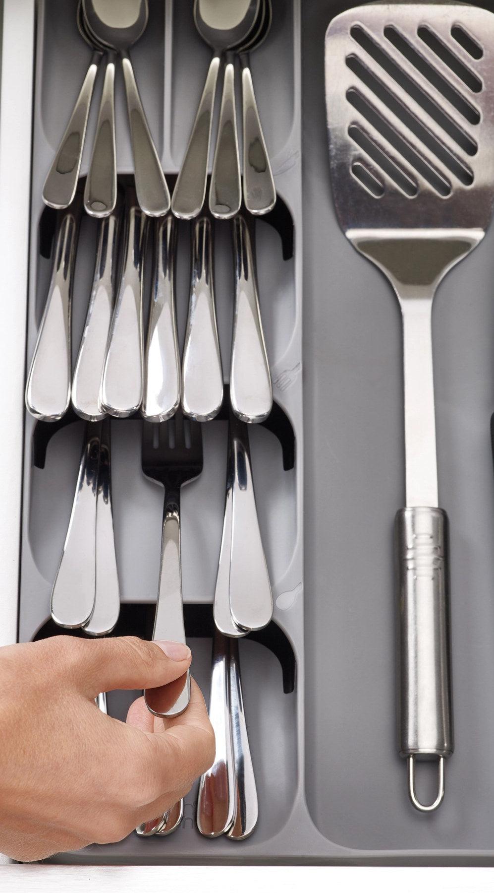 DrawerStore Besteckeinlage, grau, 38.4x39.7x5.3cm in Silber präsentiert im Onlineshop von KAQTU Design AG. Küchenhelfer ist von Joseph Joseph