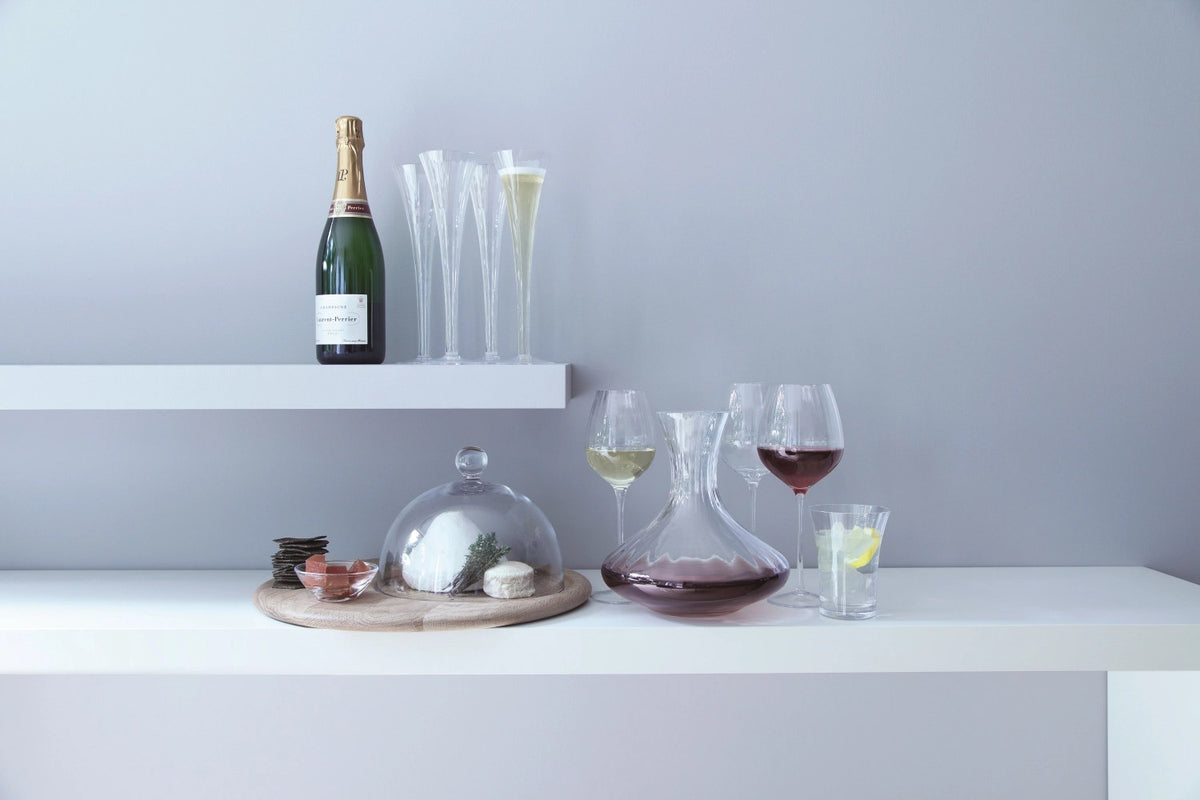 2er Set Aurelia Weissweinglas von LSA aus transparentem Glas, tulpenförmige Kelchform mit feiner Plisseefalte, Durchmesser 6 cm, Höhe 25 cm.