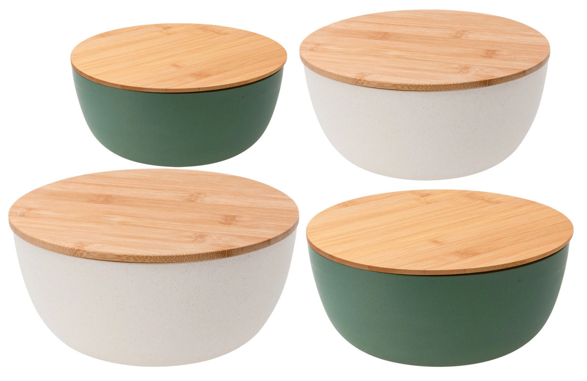 4-tlg. Set Salatschüsseln D14,19,23.5,28cm, cream, grün in Grün präsentiert im Onlineshop von KAQTU Design AG. ist von Pebbly