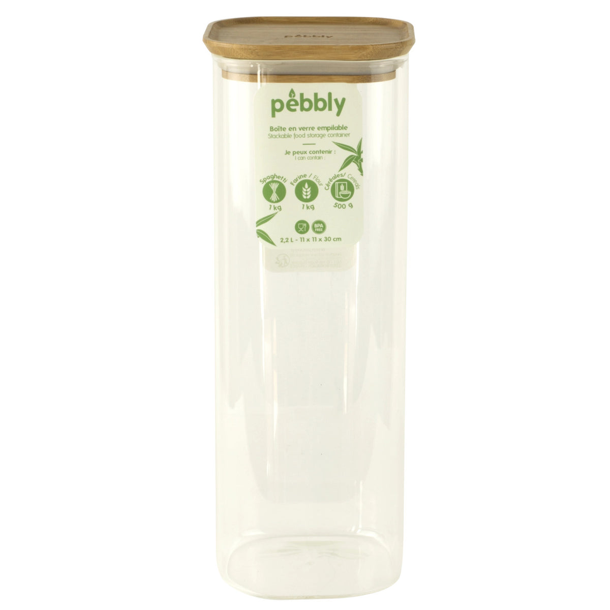 Pebbly Vorratsglas mit Bambusd., 2.2 l, 11x11x30cm in Braun präsentiert im Onlineshop von KAQTU Design AG. Aufbewahrungsdose ist von Pebbly