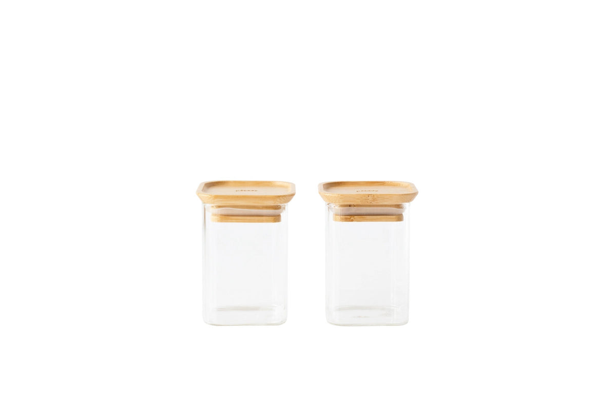 2er Set Pebbly Vorratsglas mit Bambusd. XS 24cl in Transparent präsentiert im Onlineshop von KAQTU Design AG. Aufbewahrungsdose ist von Pebbly