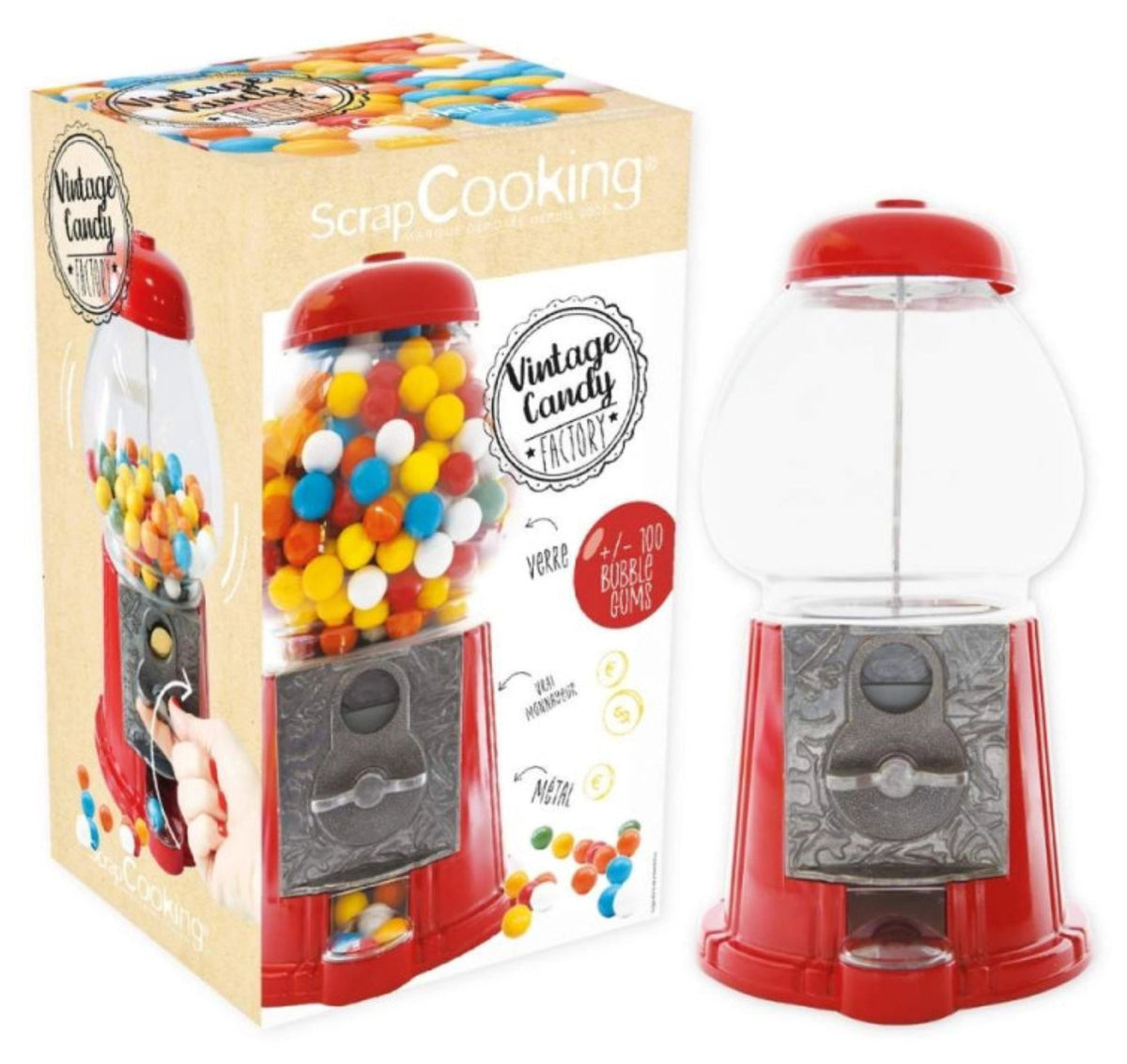 Roter Kaugummi Automat Vintage Candy H28cm in Rot präsentiert im Onlineshop von KAQTU Design AG. Küchengerät ist von Scrap Cooking