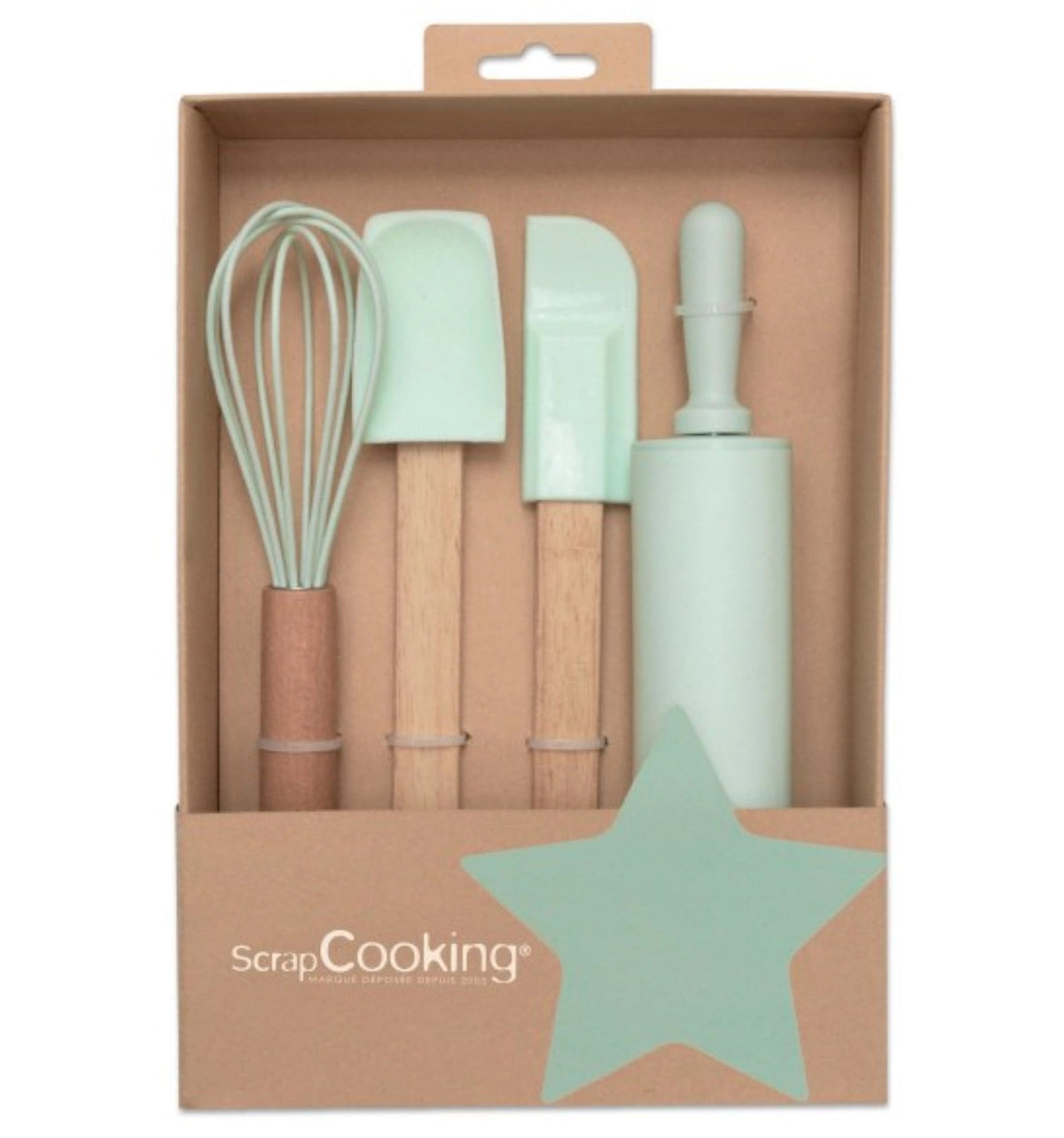 4-tlg. Kinder-Backset Utensilien in Grün präsentiert im Onlineshop von KAQTU Design AG. Backutensilien ist von Scrap Cooking