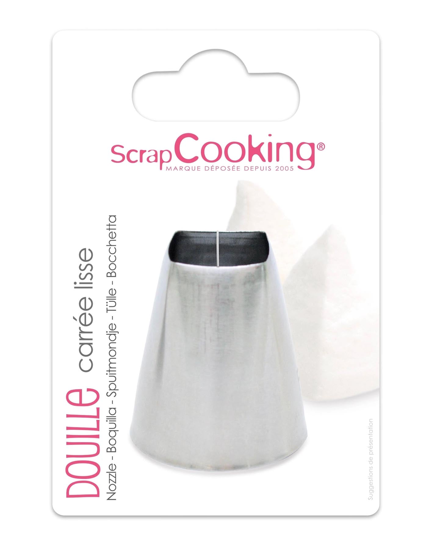 Edelstahl-Tülle in quadratischer Form von Scrap Cooking, perfekt für feine Dekorationen und kreative Backprojekte. Hochwertig und langlebig.