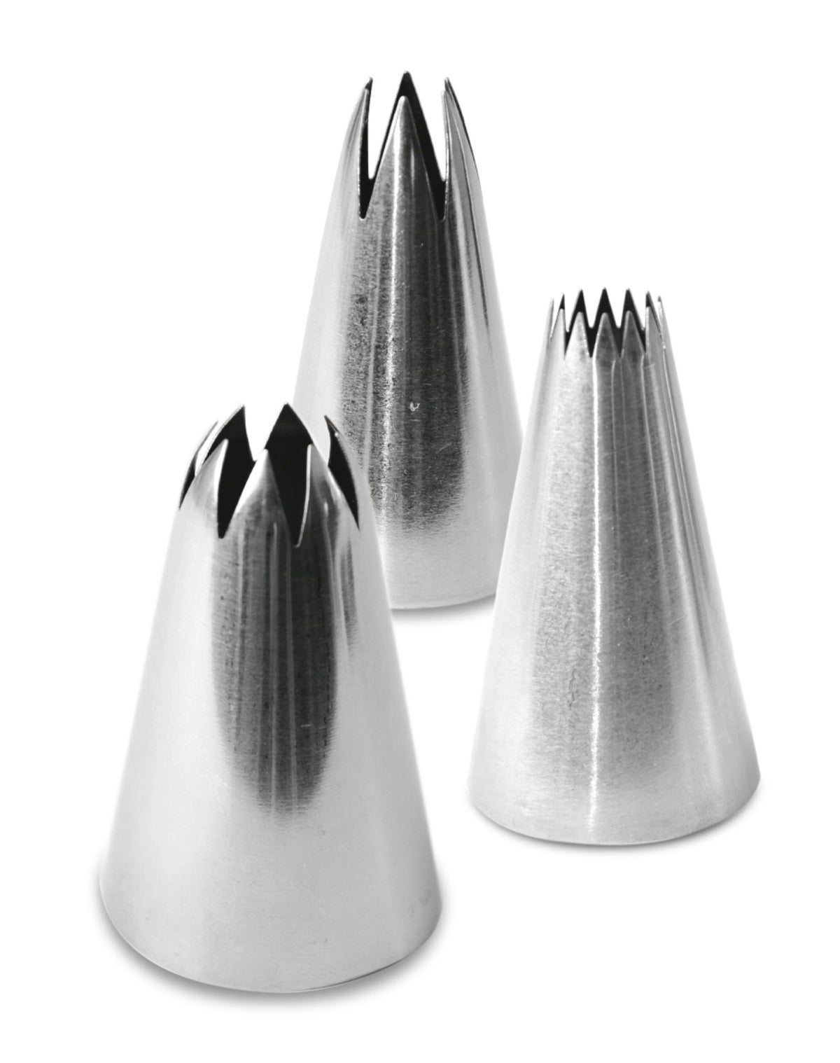 3er Set Edelstahltüllen Cupcakes in Silber präsentiert im Onlineshop von KAQTU Design AG. Backutensilien ist von Scrap Cooking