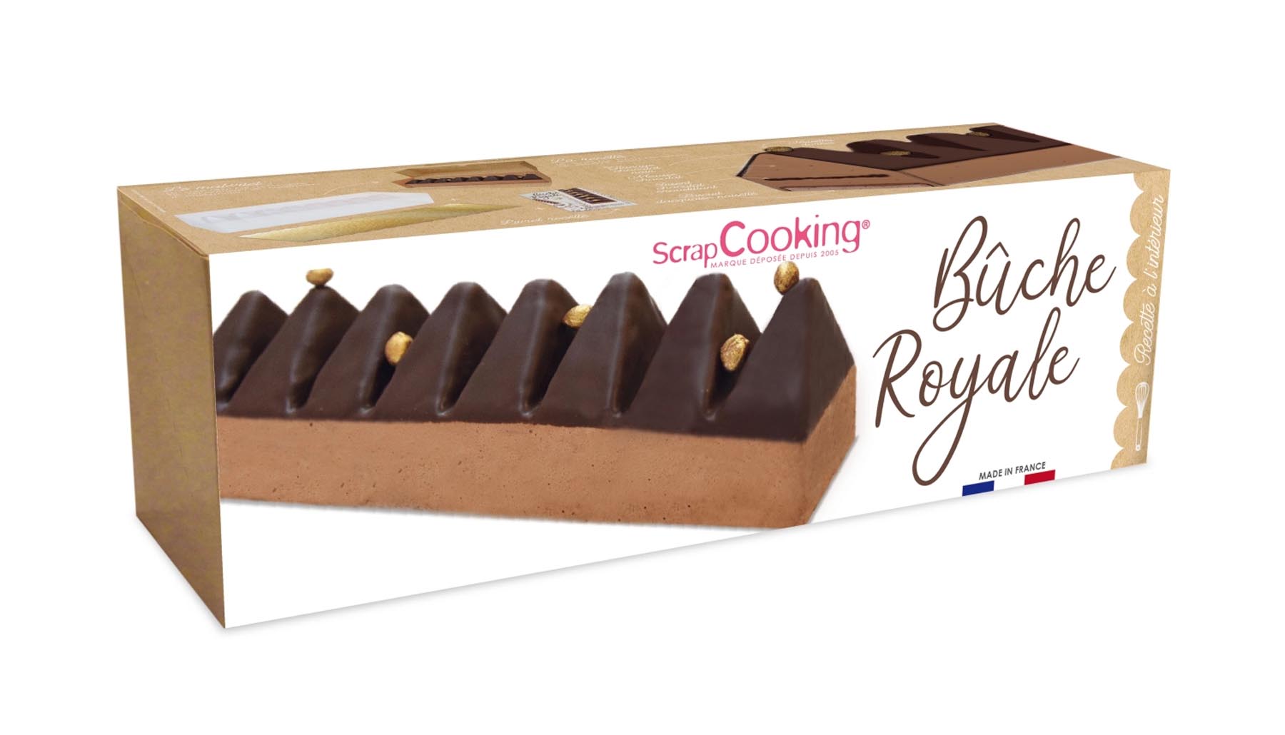 Kreatives Backset Bûche Royale von Scrap Cooking für festliche Holzscheiben-Kreationen. Perfekt für besondere Anlässe und süße Überraschungen.