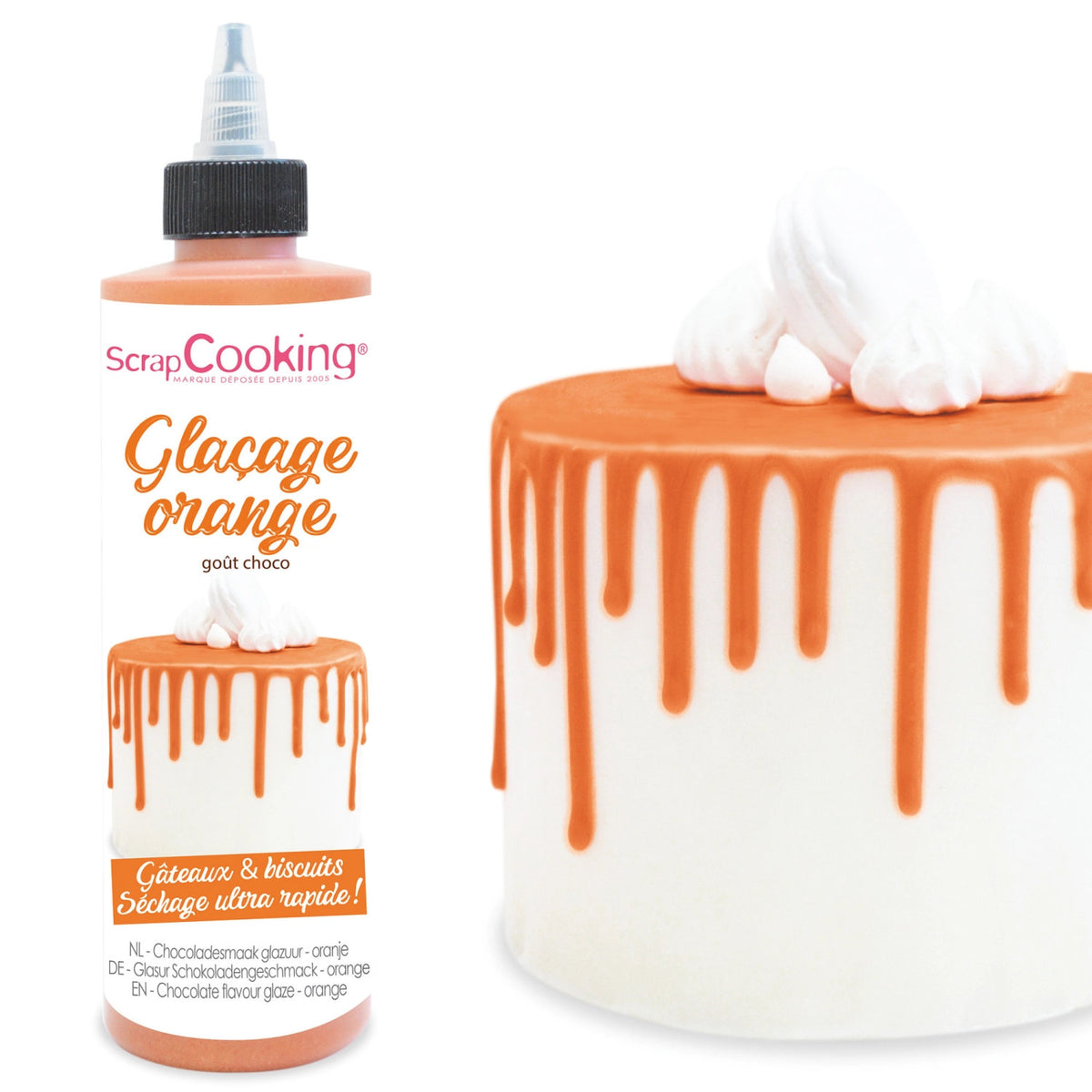 Schokoladengeschmacksglasur Drip Cake, orange 130g in Orange präsentiert im Onlineshop von KAQTU Design AG. Zutaten ist von Scrap Cooking