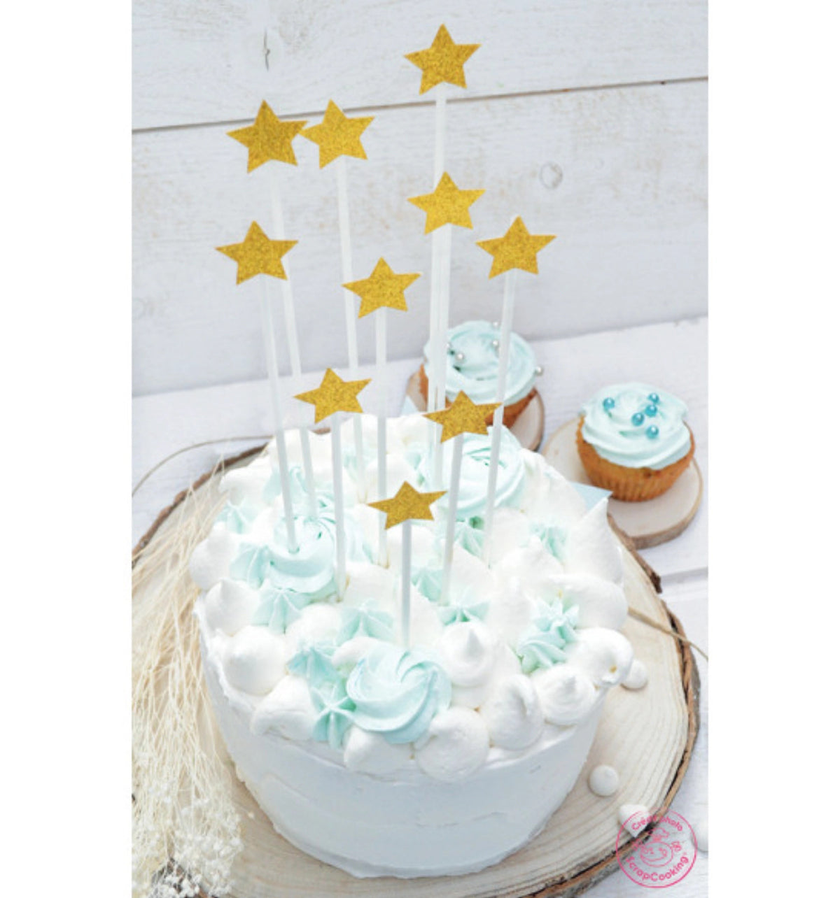 10er Set Cakes Toppers goldene Sterne in Gold präsentiert im Onlineshop von KAQTU Design AG. Backutensilien ist von Scrap Cooking