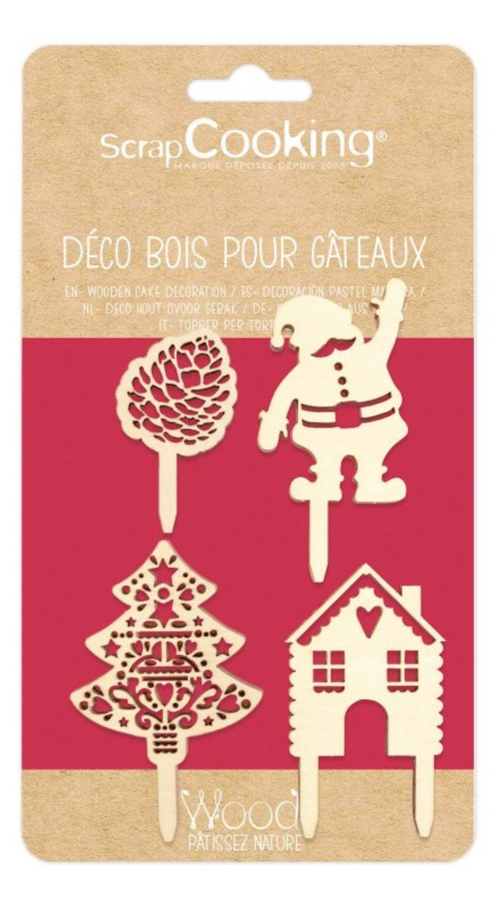 4-tlg. Set Holz-Kuchendekoration Weihnachten in Braun präsentiert im Onlineshop von KAQTU Design AG. Küchenhelfer ist von Scrap Cooking
