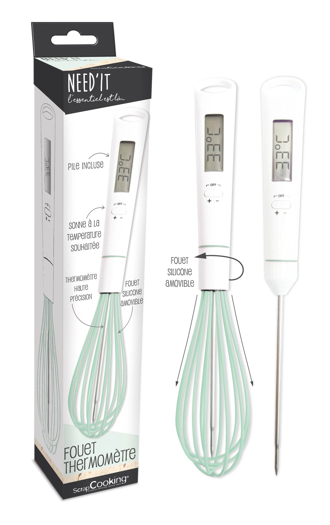 Thermometer-Schneebesen in Weiss präsentiert im Onlineshop von KAQTU Design AG. Schwingbesen ist von Scrap Cooking