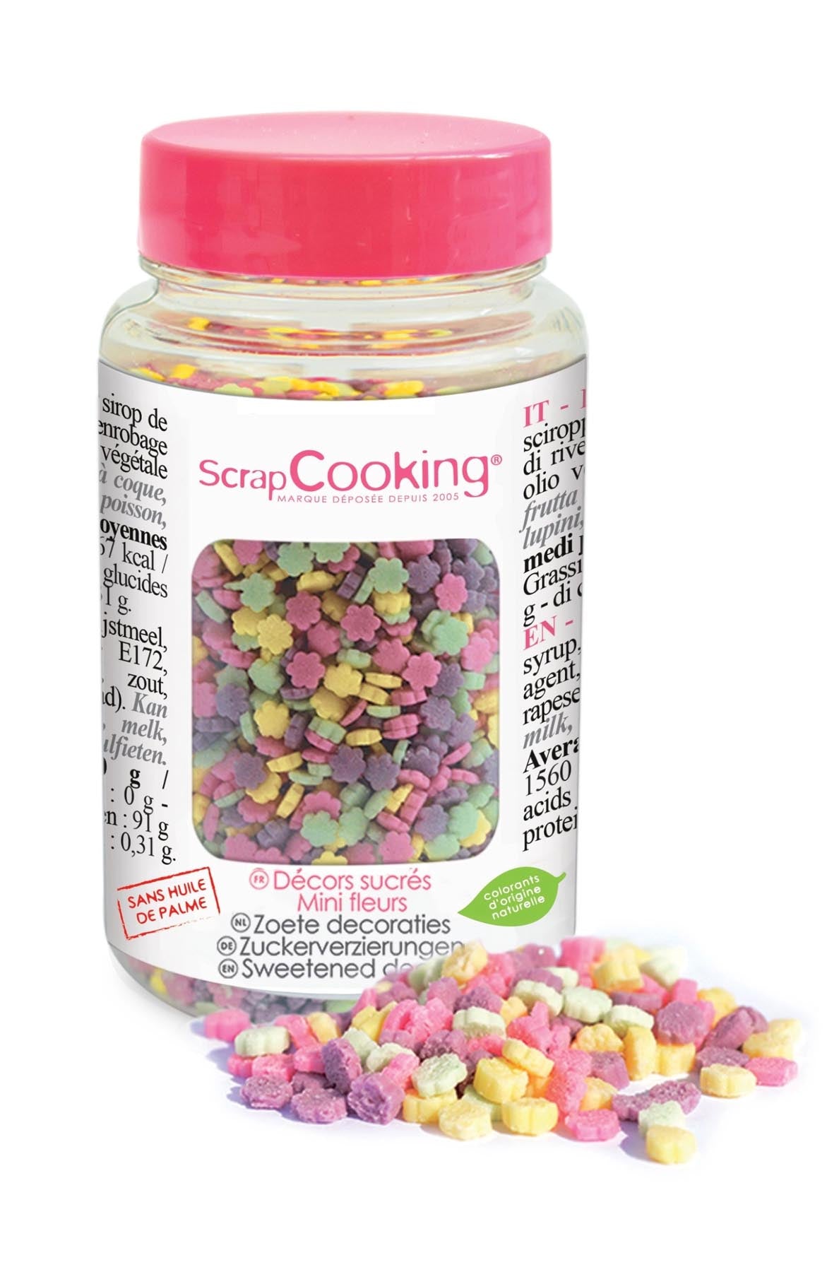 Zuckerstreusel Blumen regenbogenfarbig 55g in Mehrfarbig präsentiert im Onlineshop von KAQTU Design AG. Zutaten ist von Scrap Cooking