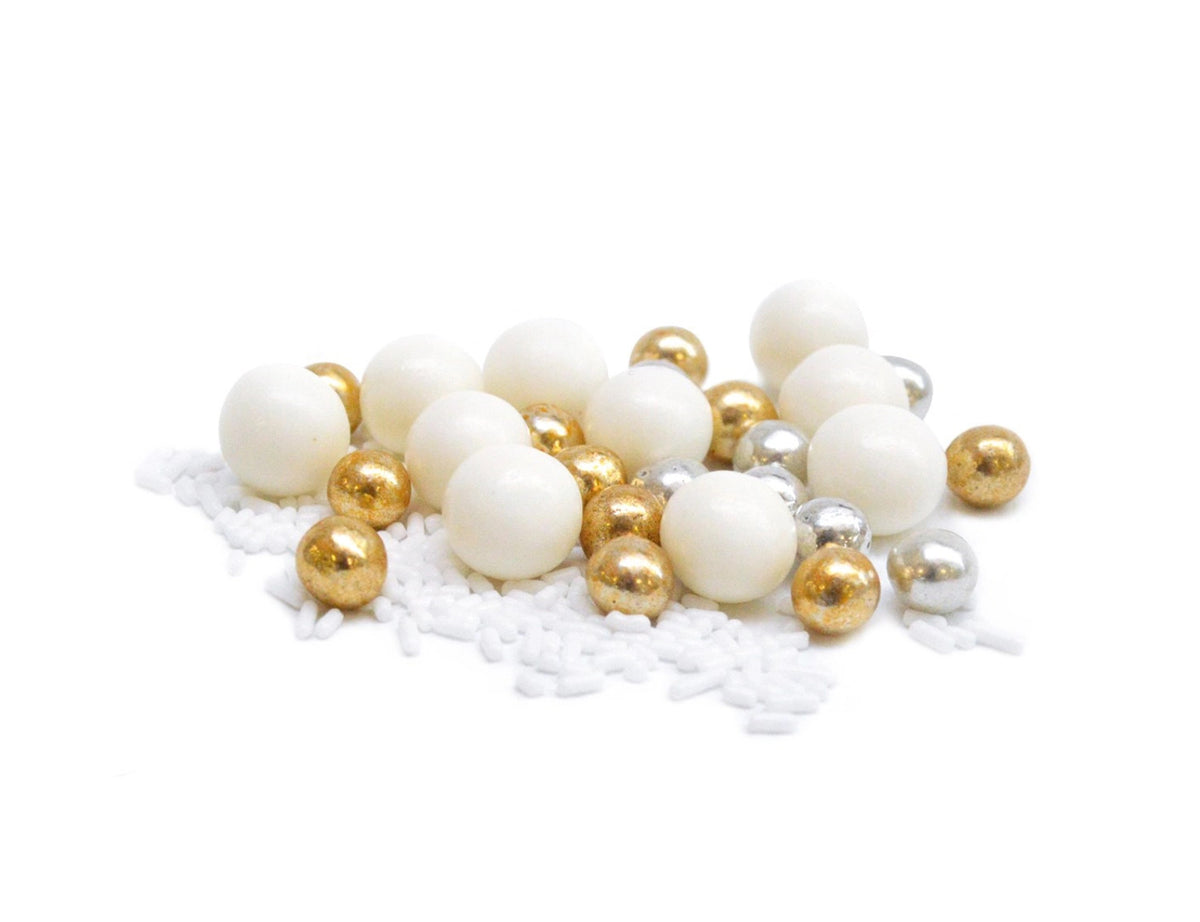 Deko Zucker Mix Zauber-Perlen, gold, silber, weiss in Mehrfarbig präsentiert im Onlineshop von KAQTU Design AG. Zutaten ist von Scrap Cooking