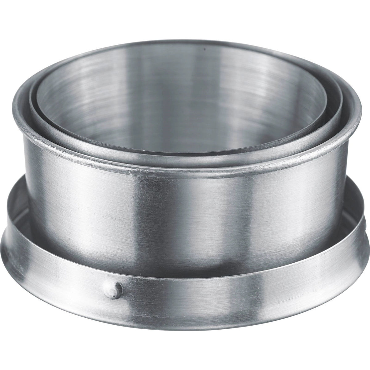 Silberner Trinkbecher Revivo, 150ml von Westmark aus Edelstahl, schlichte runde Form, Durchmesser 6.4cm, Höhe 3.7cm, auf neutralem Hintergrund fotografiert