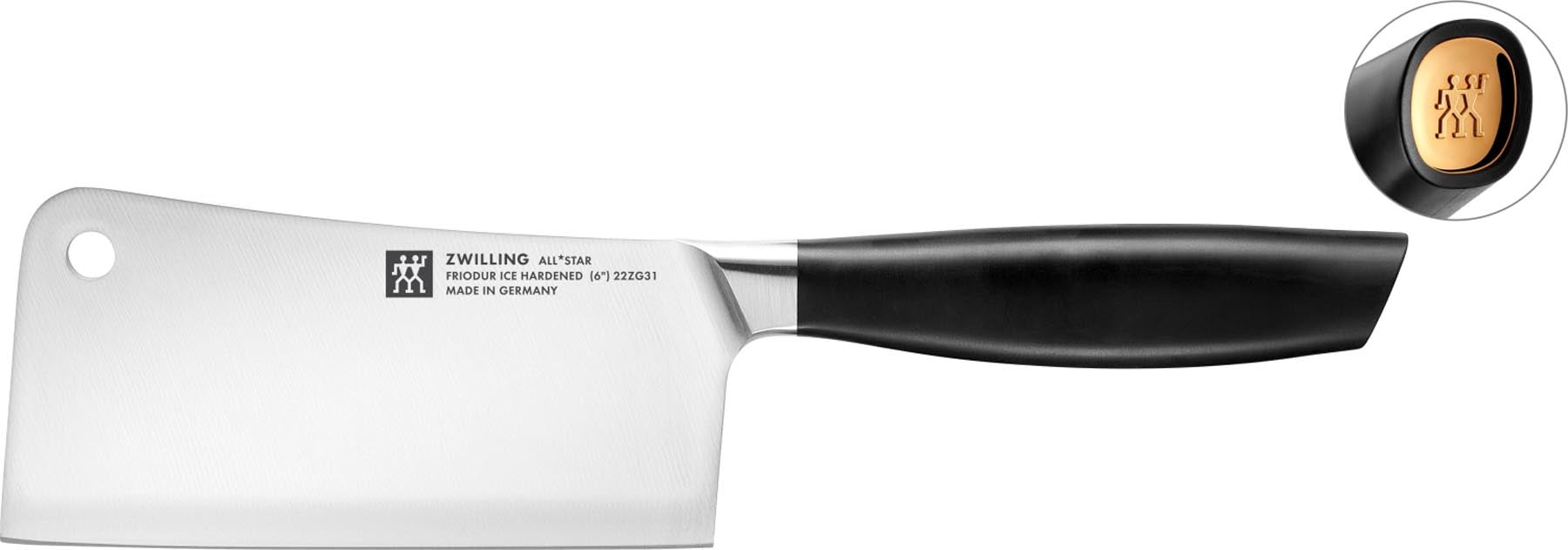 All Star Chin. Hackmesser 150 gold-poliert in Gold präsentiert im Onlineshop von KAQTU Design AG. Küchenmesser ist von Zwilling