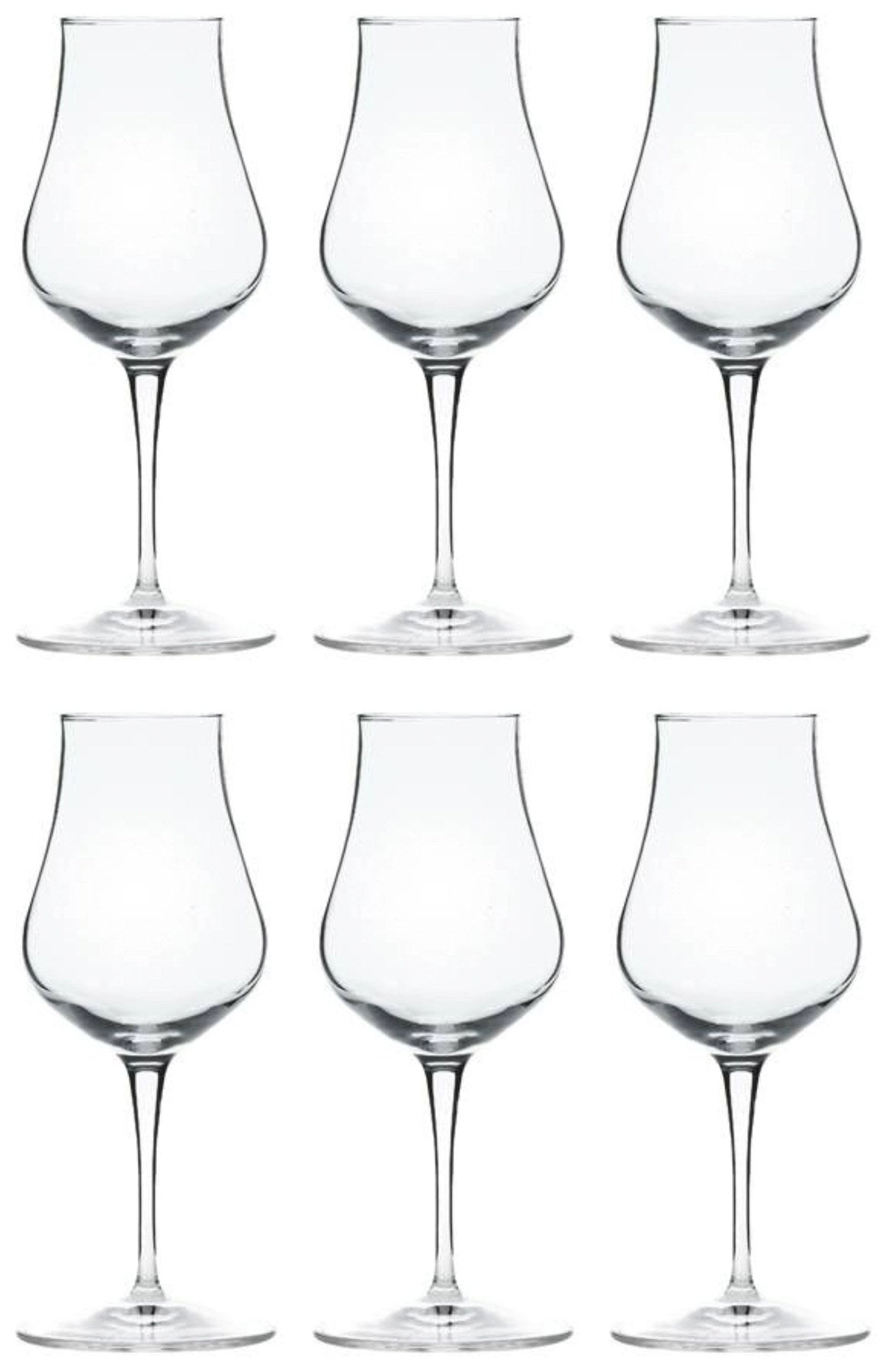 Sechs transparente Snifter-Gläser aus Glas von Maison Truffe, 17cl Fassungsvermögen, mit Eichstrich bei 2cl und 4cl, Universal Weinglas.