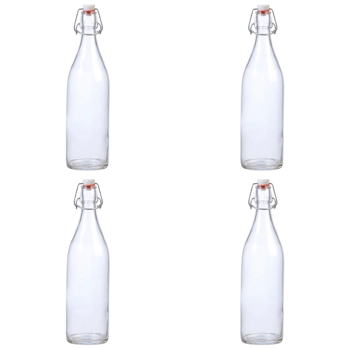4er Set Flasche Lory 1 l mit Porzellan-Bügelverschluss in Transparent präsentiert im Onlineshop von KAQTU Design AG. Karaffe ist von GHA