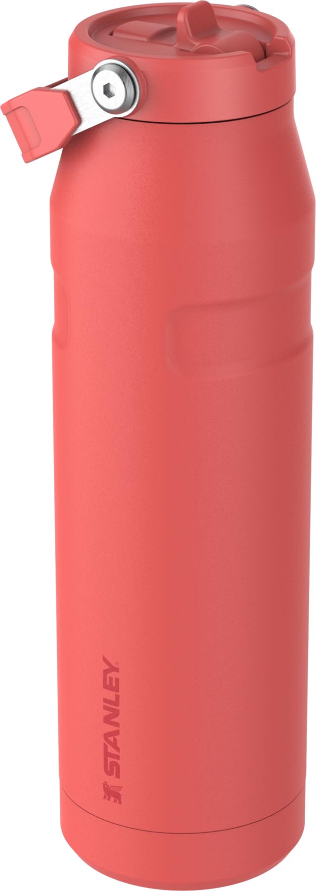 Moderne Stanley IceFlow Flip Straw Flasche in leuchtendem Hot Coral, 1.06l, ideal für Erfrischungen unterwegs und sportliche Aktivitäten.