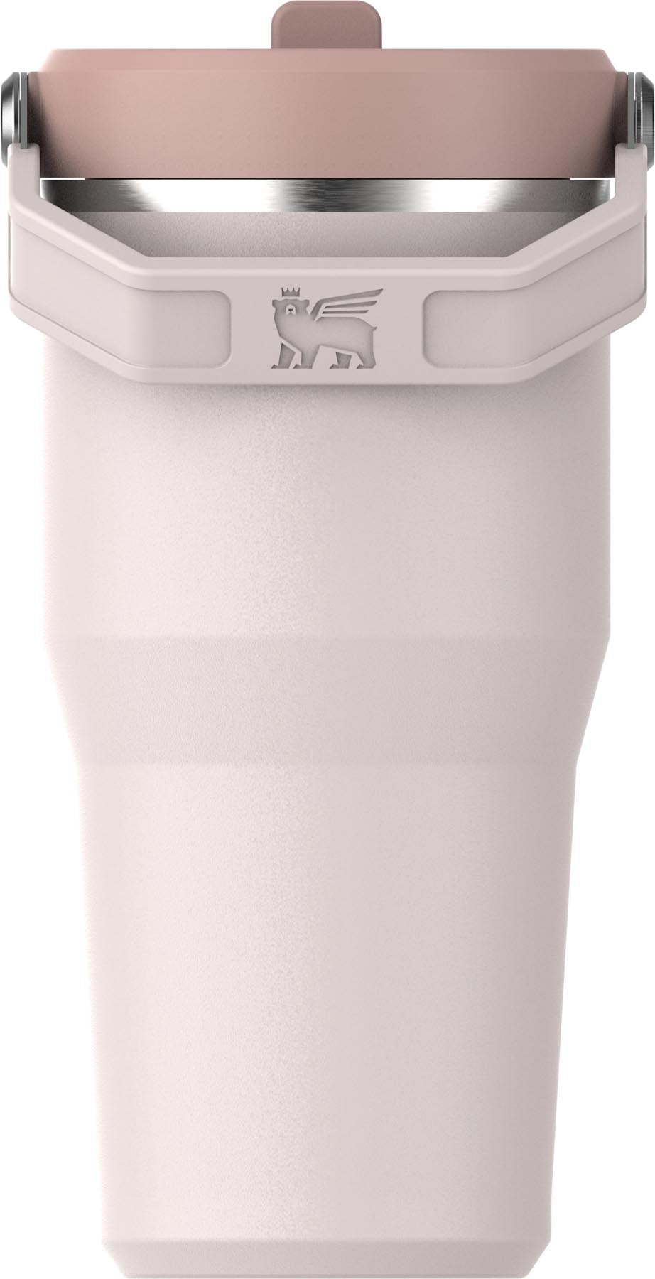 Eleganter Stanley Becher in sanftem Rose Quartz, perfekt für erfrischende Getränke. 0.6l Volumen, ideal für unterwegs.