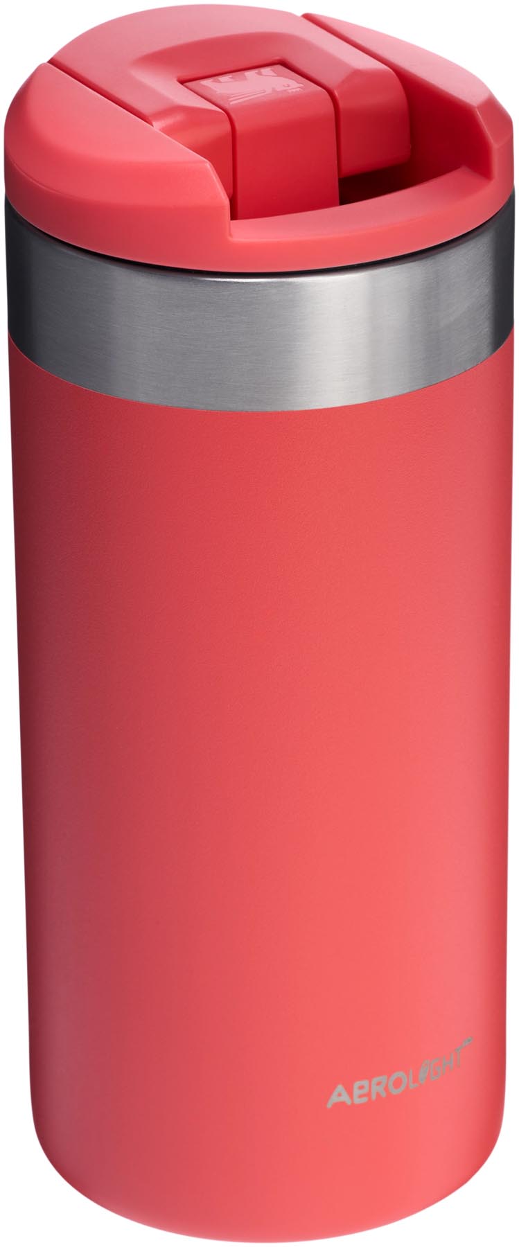 Stylische AeroLight Transit Mug in Hot Coral von Stanley, ideal für unterwegs. Perfekt für heiße Getränke und modernes Design.