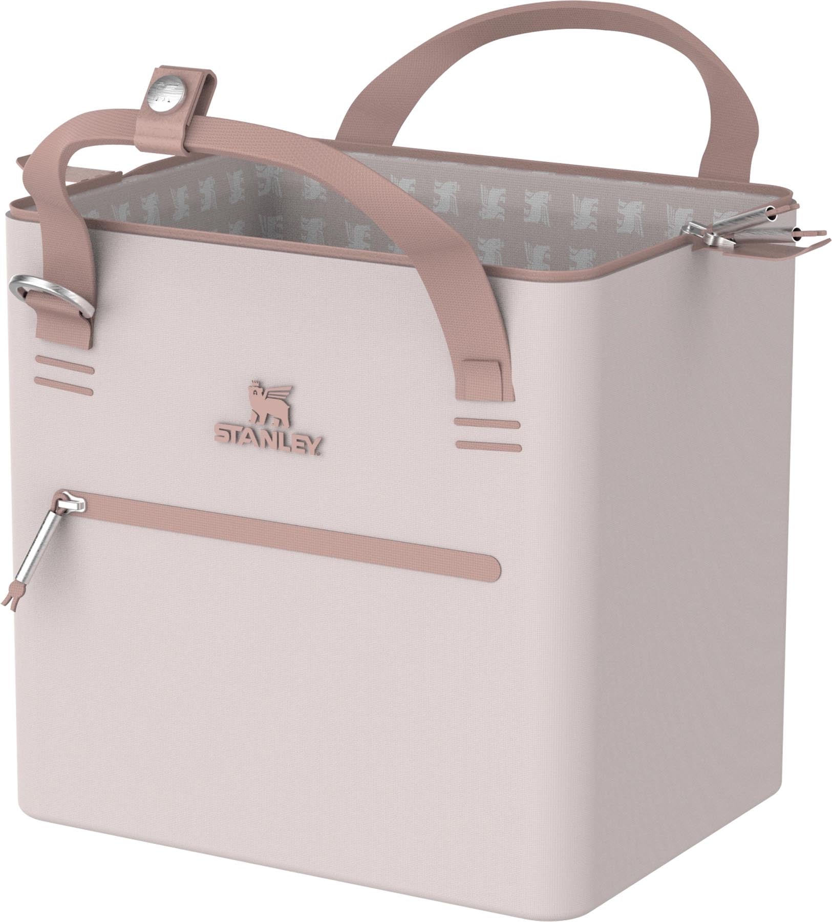 Elegante Kühltasche in zartem Rosé-Quarz von Stanley, perfekt für Picknicks und Ausflüge, bietet 7 Liter Platz für Getränke und Snacks.
