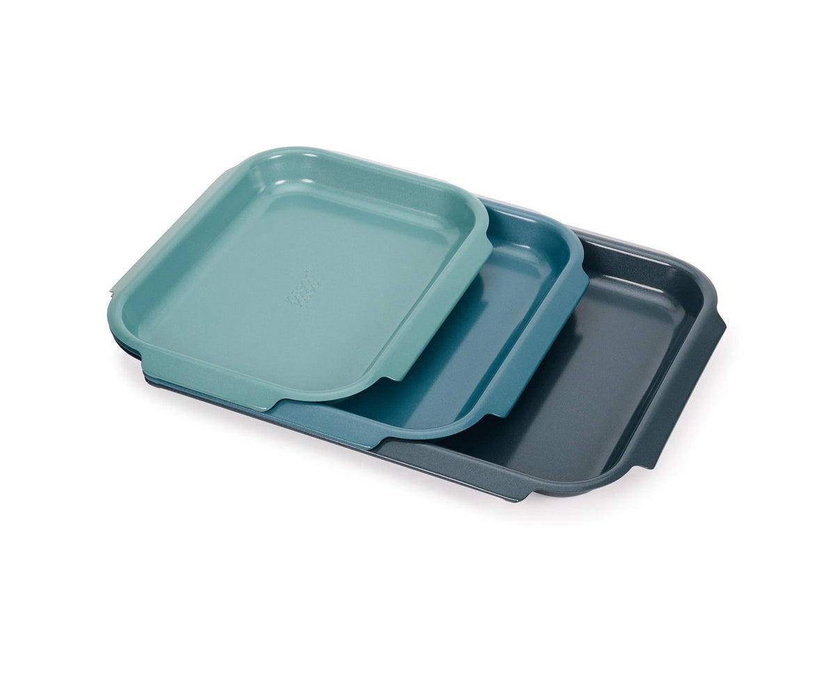 3er Set Nest Bake Backform 30x23 32.6x30 40.9x30 in Blau präsentiert im Onlineshop von KAQTU Design AG. Backform / Backblech ist von Joseph Joseph